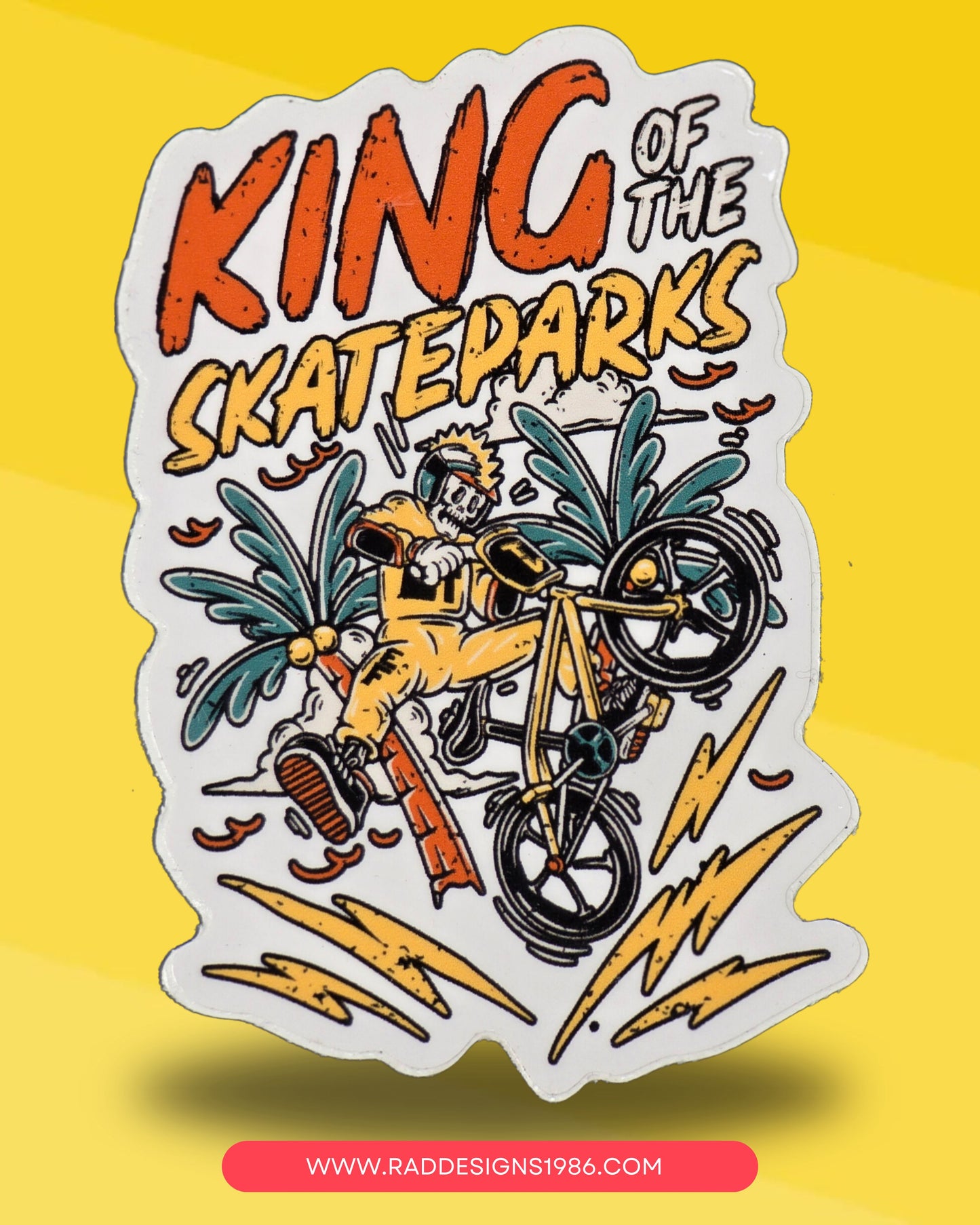 King of the Skateparks Skeleton Stickers