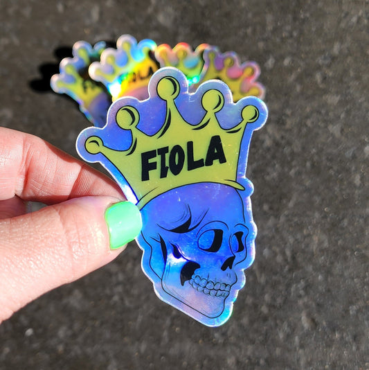 Holographic Fiola Skull Sticker